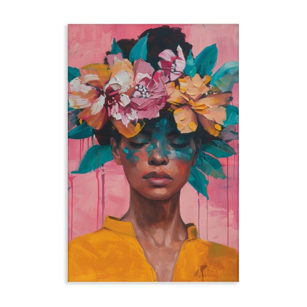 Stupell Woman With Floral Headdress Canvas Wall Art Design By LSR Design Studio