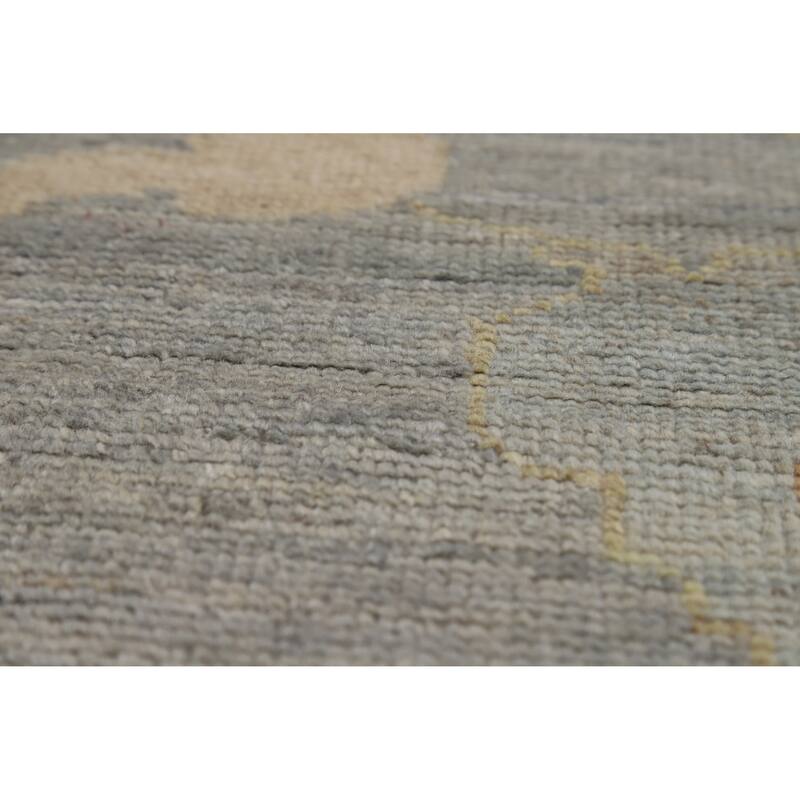 Hand Knotted Oriental 100% Wool Carpet Transitional All-Over Greys & Charcoal Oushak Area Rug - 11' 11'' X 9' 4''