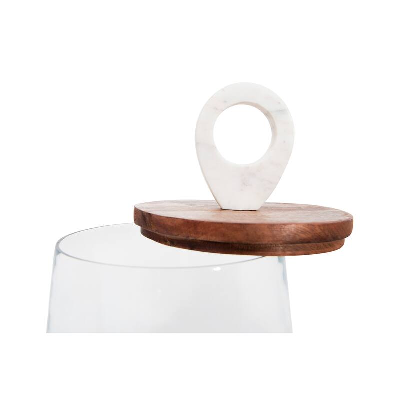 Clear Glass Jar with Mango Wood & Marble Lid