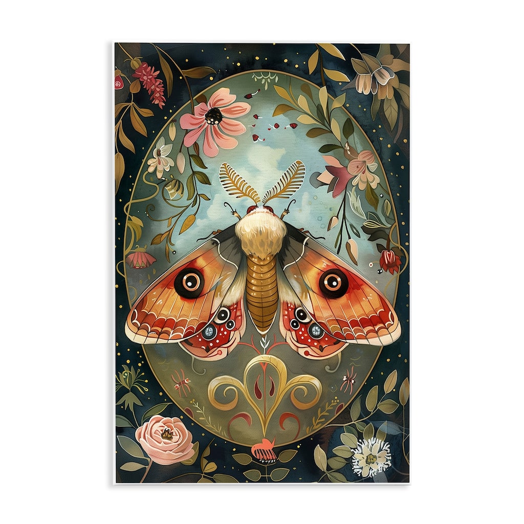 Stupell Ornate Bordered Victorian Moth Wall Plaque Art Design By The Dutch Lady