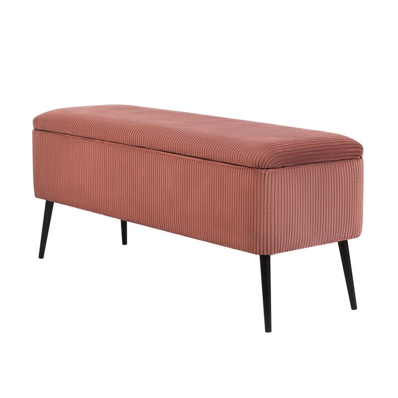 Adeco Upholstered Velvet Storage Bench 44 Inches Bed End Bench