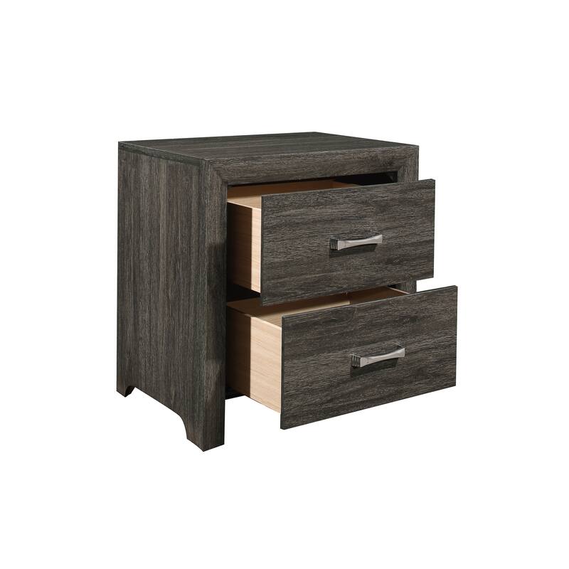 Contemporary Dark Gray Nightstand with Chrome Handles