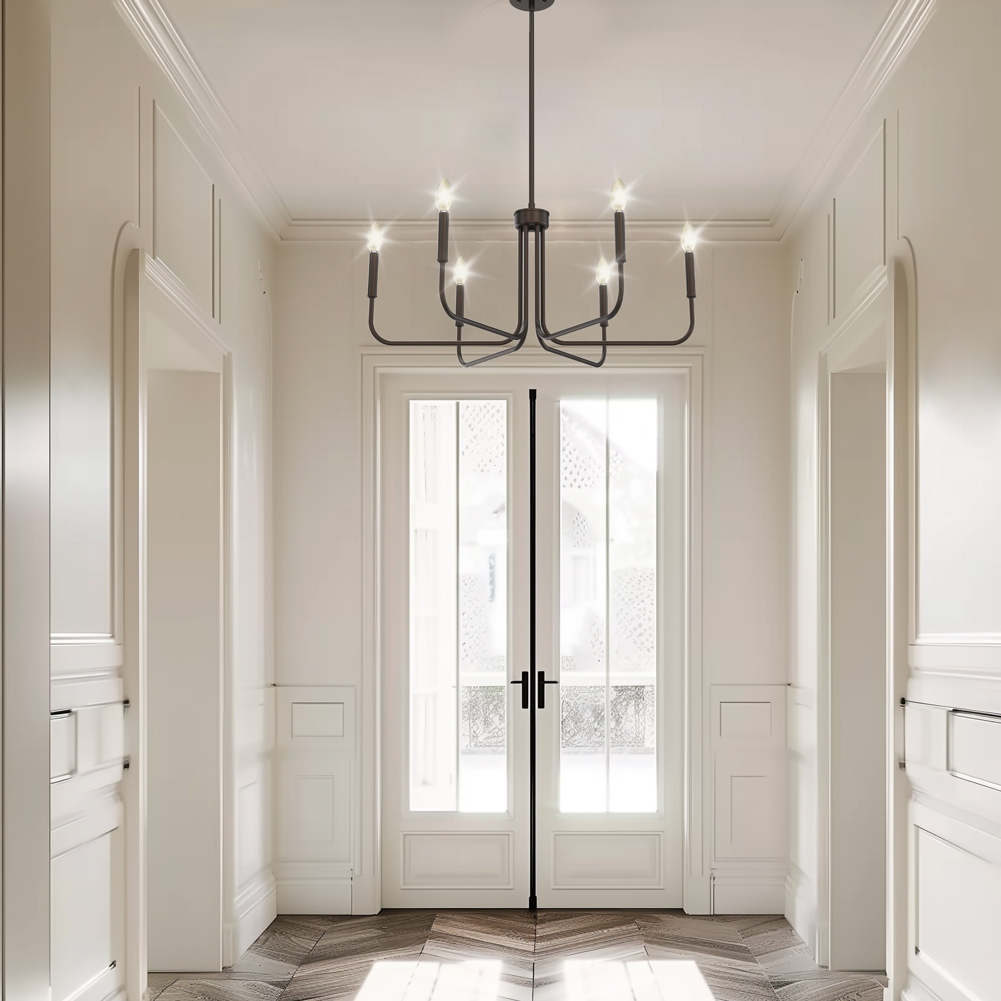 YANSUN 6-Light Candle-Style Chandelier, 28-Inch, Oil-Rubbed Bronze (ORB) Finish for Classic Home Décor