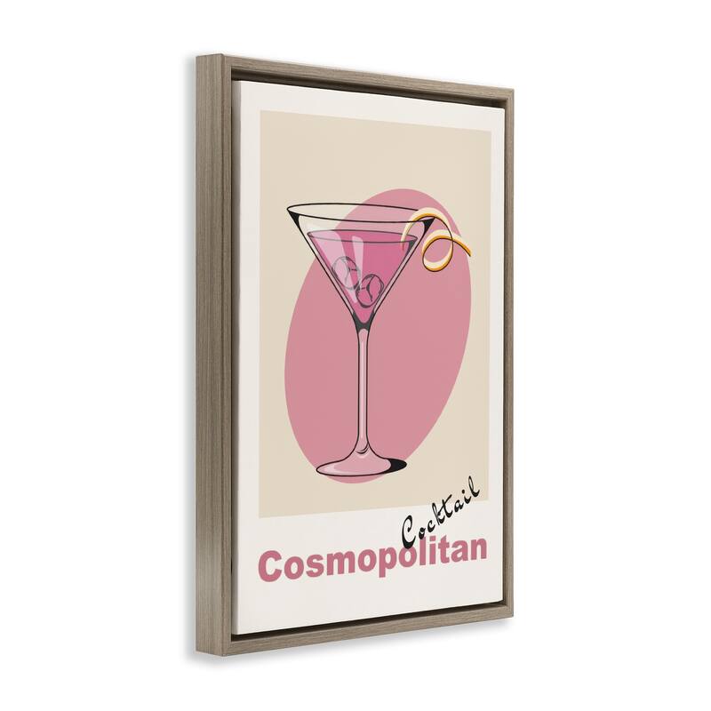 Stupell Vintage Cosmo Cocktail Framed Floater Canvas Wall Art Design By LSR Design Studio