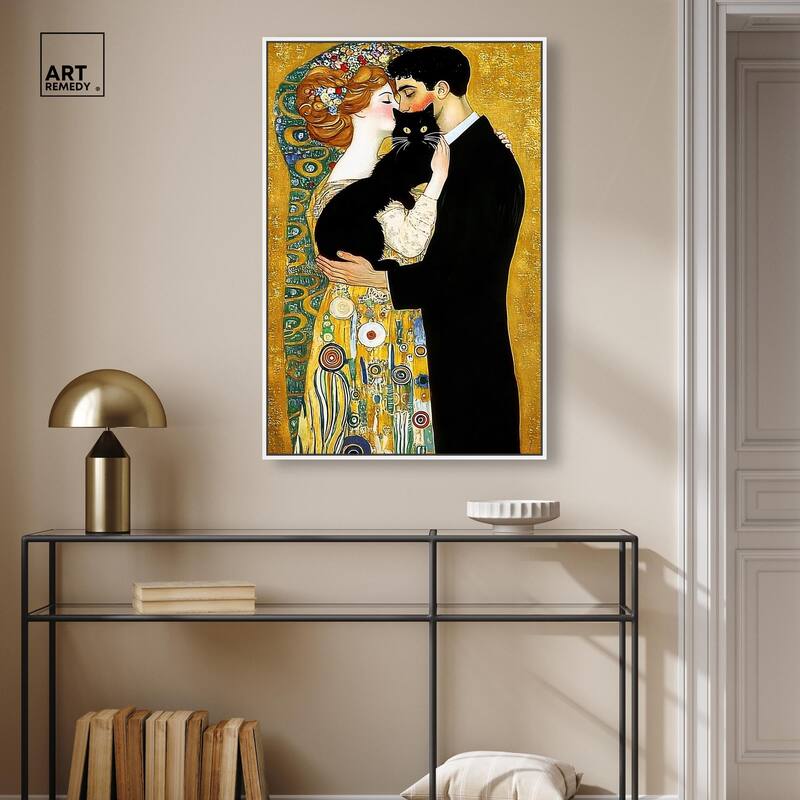Kiss with Cat Canvas by Art Remedy
