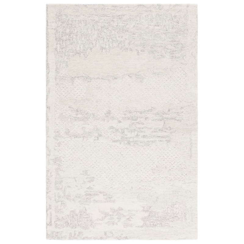 SAFAVIEH Handmade Harvest Dylis Modern Contemporary Wool Rug - 6' Square - Silver/Ivory