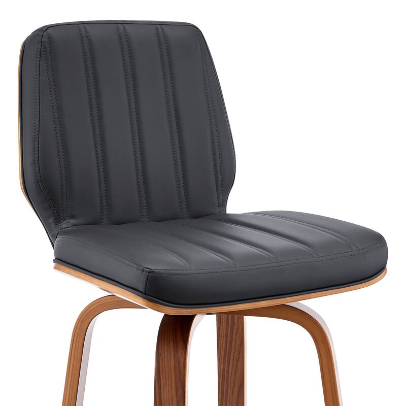 Faux Leather Swivel Bar Chair with Iron Frame and Round Seat