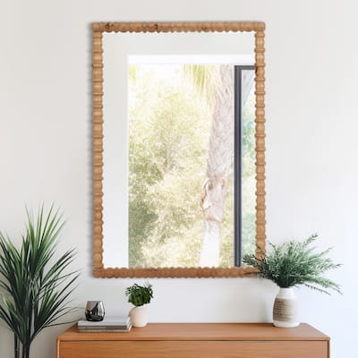 Sagebrook Home 30x44 Natural Carved Wood Wall Mirror with Fir Wood and MDF Frame for Stylish Reflections