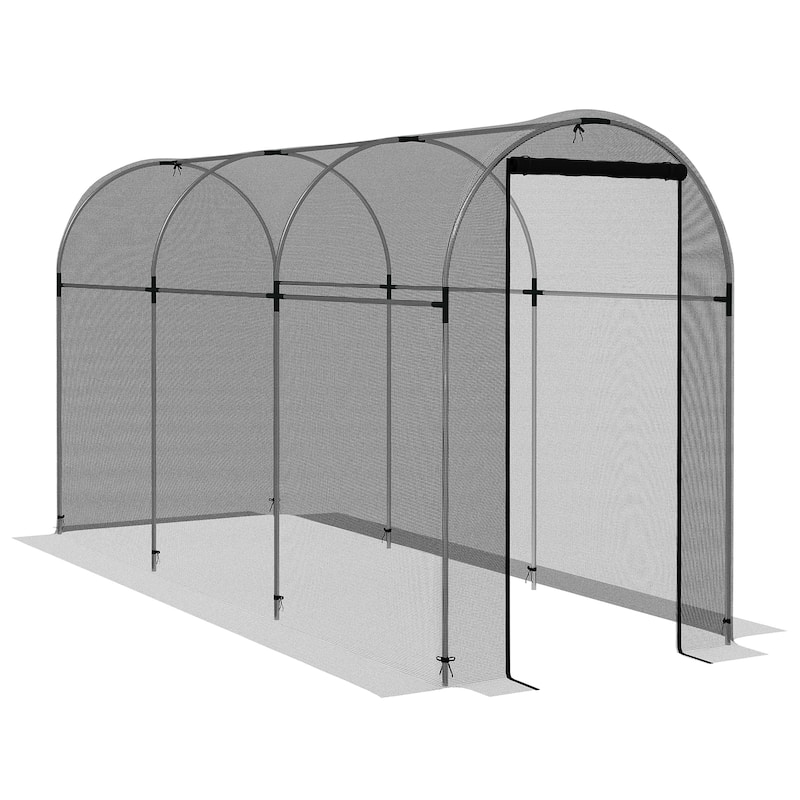 Outsunny 4' x 12' Crop Cage, Plant Protection Tent with Zippered Door and Galvanized Steel Frame, Fruit Cage Netting Cover