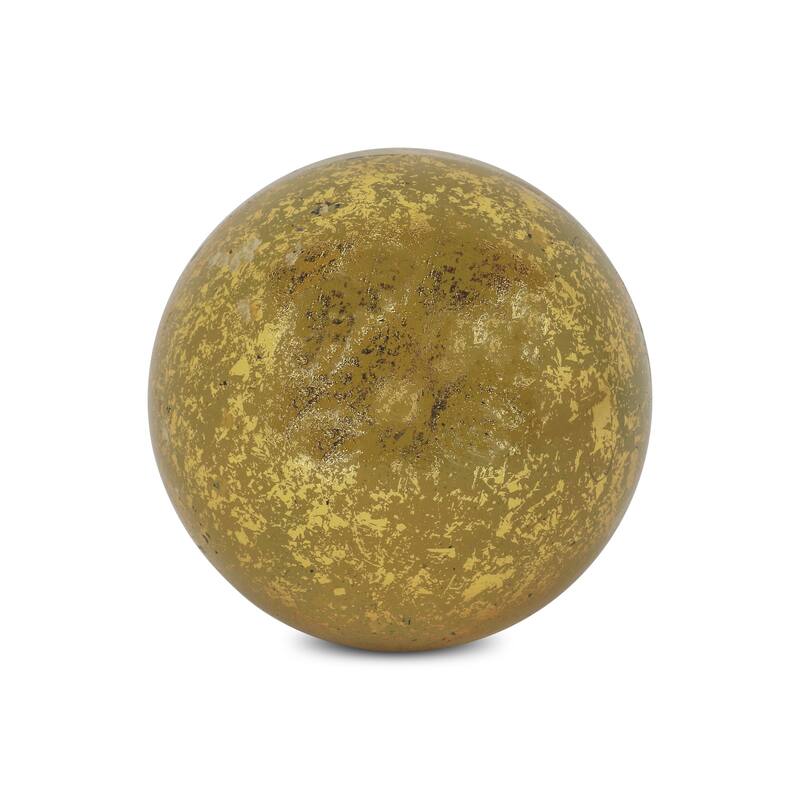 HomeRoots 6" Gold Paper Mache Hand Painted Orb Decorative Orb - 6.00 in. x 6.00 in. x 6.00 in.
