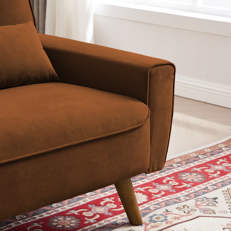 48.82" Small Tufted Loveseat Sofa with 2 Pillows and Tapered Wood Legs