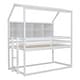 preview thumbnail 11 of 21, Modern Twin Over Twin Low Bunk Kids Bed with House Semi-enclosed Roof,Guardrails,Bedside Storage Shelves and Ladder