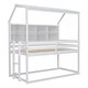 preview thumbnail 11 of 9, White Twin over Twin Size Wood Low Bunk Bed with Semi-enclosed Roof, Guardrails, Bedside Shelves and Ladder