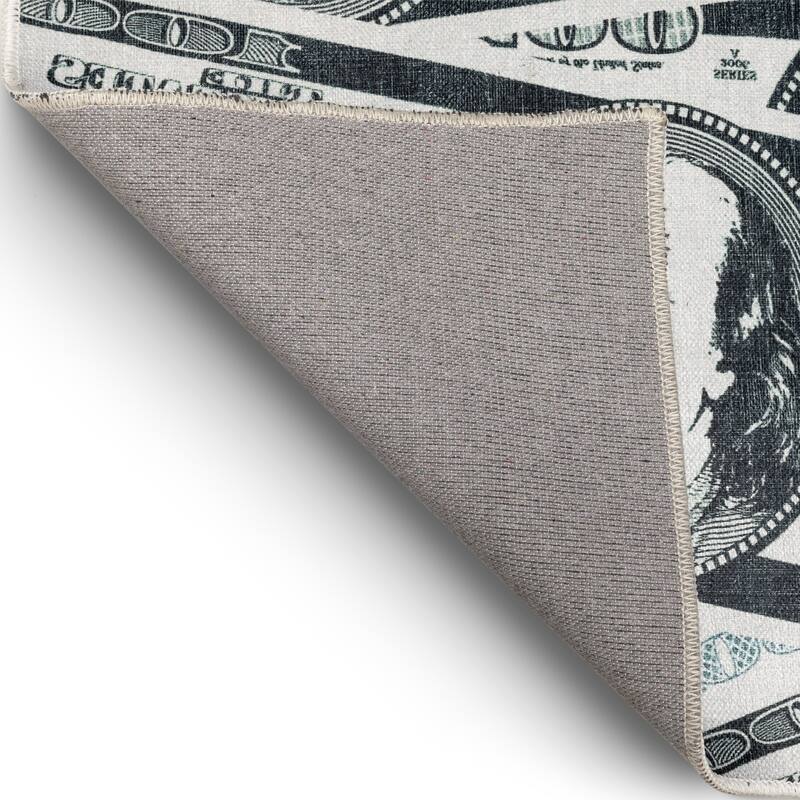 Well Woven Money Dollar Stacked Modern Machine Washable Area Rug