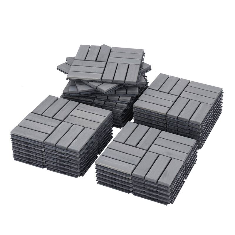 1 ft. x 1 ft. Acacia Wood Outdoor Interlocking Deck Tiles, Box of 20