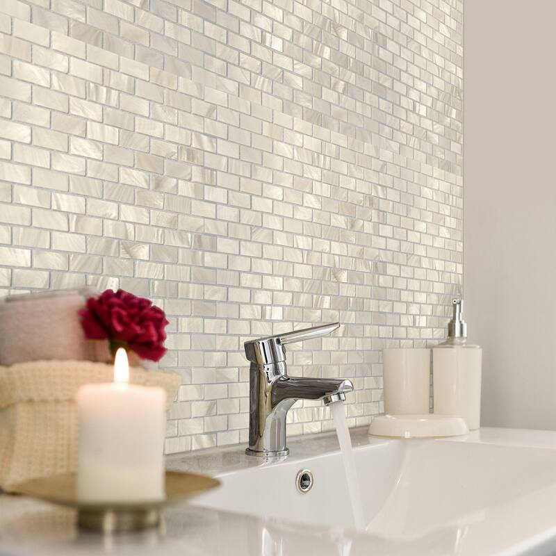10-Piece White Mother of Pearl Tile Backsplash for Kitchen, Bathroom, Pool Tile, 12''x 12''