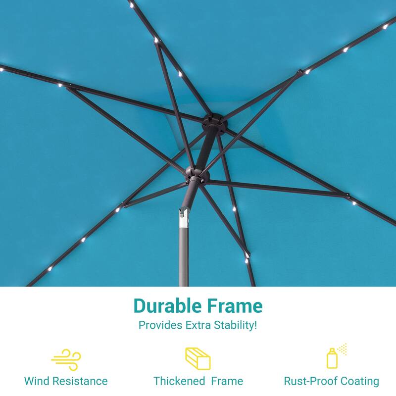 BONOSUKI LED 10 x 6.5ft Outdoor Umbrellas Patio Market Table Umbrellas