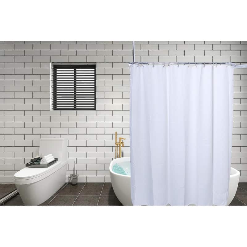 Utopia Alley Rustproof Aluminum Hoop Oval Shower Rod, 54 Inch Extra Large Size by 26 Inch, with White Shower Curtain 180x70 inch