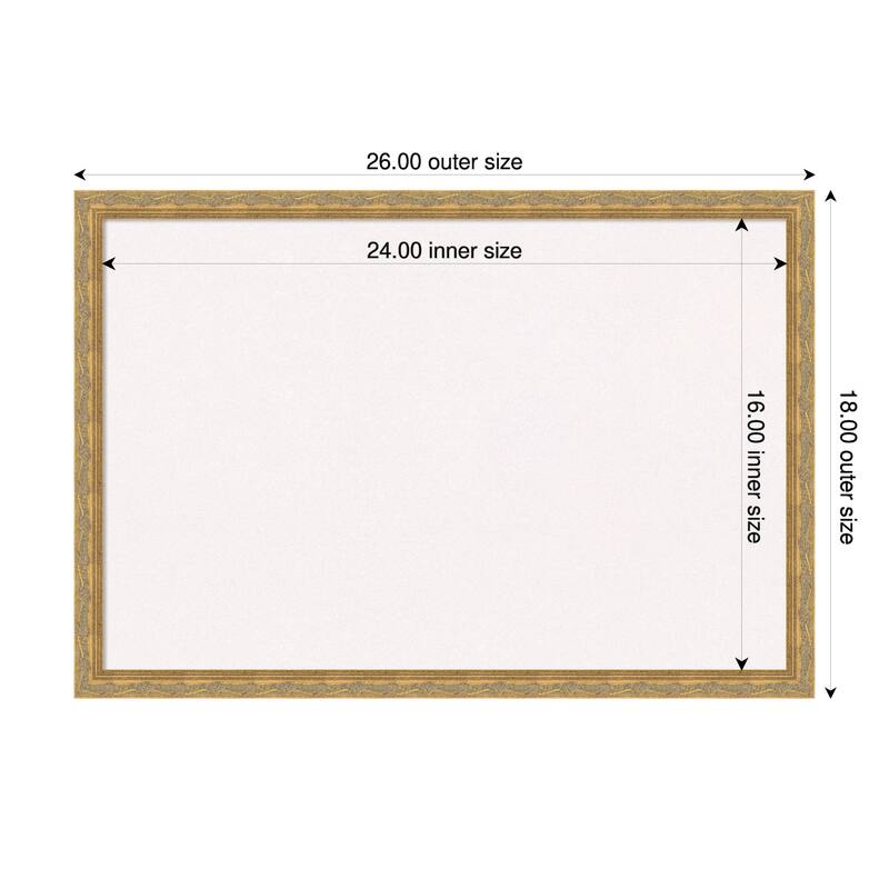 Mila Dark Gold Wood Framed Cork Board - Bulletin Board, Organization Board, Pin Board - White - 26 x 18 in