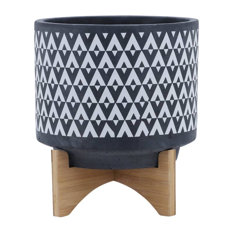 Sagebrook Home Elegant Ceramic Planter on Wooden Stand - Perfect for Modern Home Decor and Plant Lovers