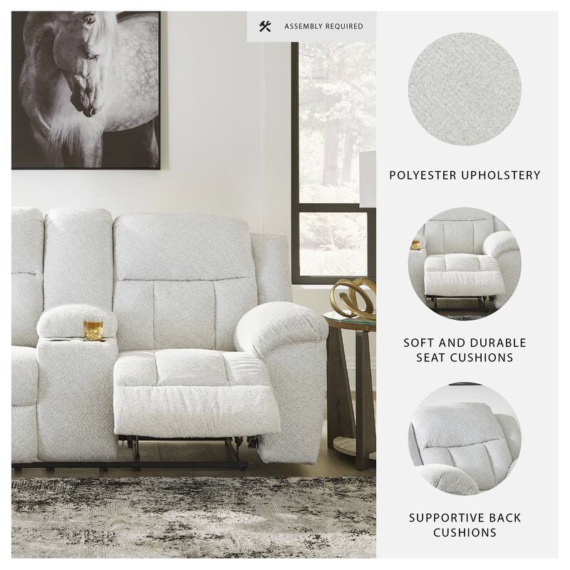 Signature Design by Ashley Frohn Double Reclining Loveseat with Console - 80"W x 40"D x 42"H