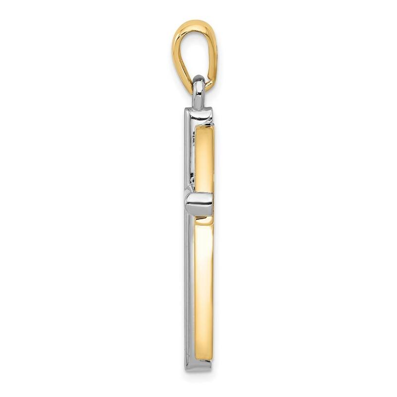 Curata 14k Two-Tone Gold 18" 29x20mm Solid Polished Gold Cross Necklace