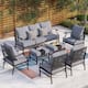 MAISON ARTS 6/7-Piece Patio Conversation Sets, Sofa Set with 2/4 x Single Chairs, 1 x 3-seater Sofa and Coffee Table/Ottomans - Set 4 - Grey