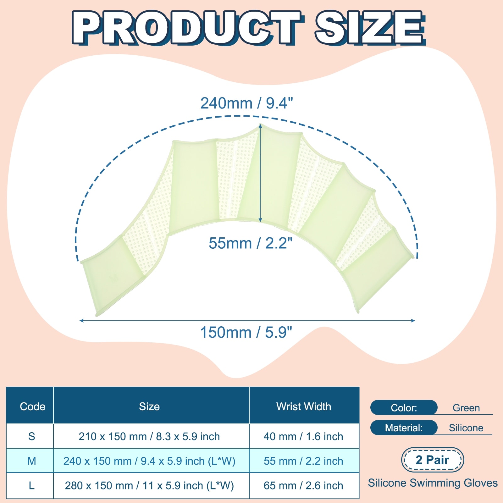 Silicone Swimming Gloves, Webbed Gloves for Swimming Half-Finger Frog Type Water Resistance Gear Swim Fins