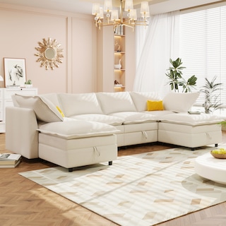 Christopher Knight Home 126" Modular Sectional Sofa with Storage - 126" x 63" x 35"
