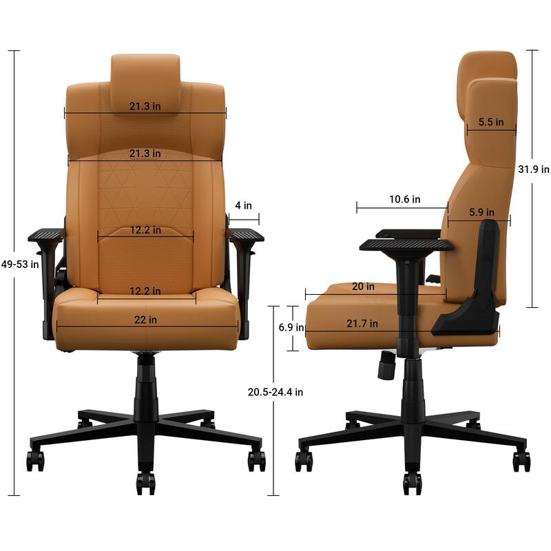 PU Leather Ergonomic Office Chair Gaming Chair with Lumbar Support Flip-Up Arms and Headrest, for Adults, Women and Men