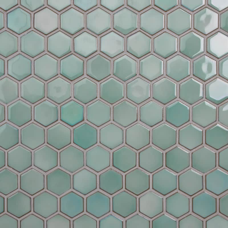 Merola Tile Hudson Due 2" Hex Mint Green 10-7/8" x 12-5/8" Porcelain Floor and Wall Tile