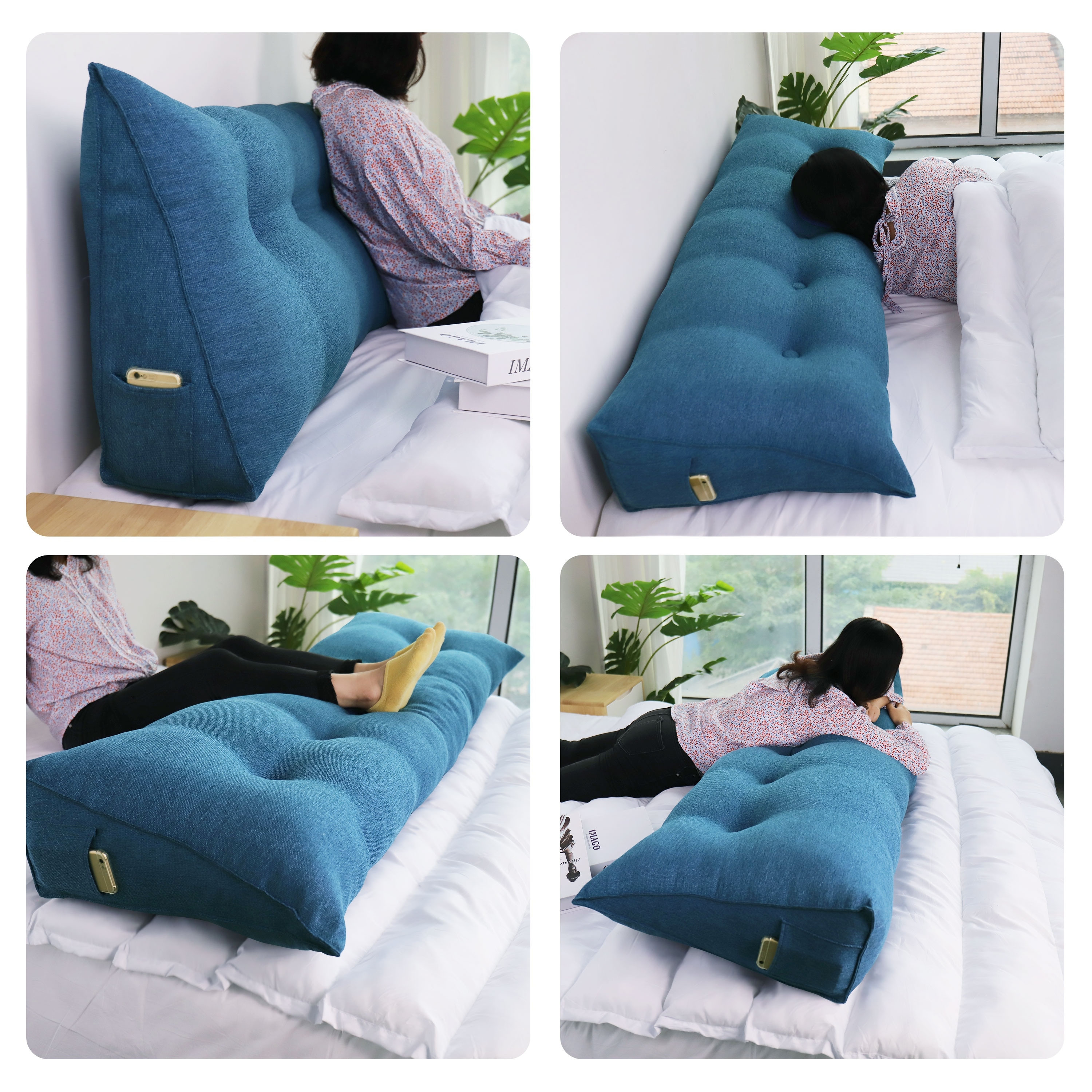 Large Cushion Triangle Headboard Reading Pillow Soft Backrest Cushion  Sleeping Pillow for Decorative Pillows for Bed Sofa