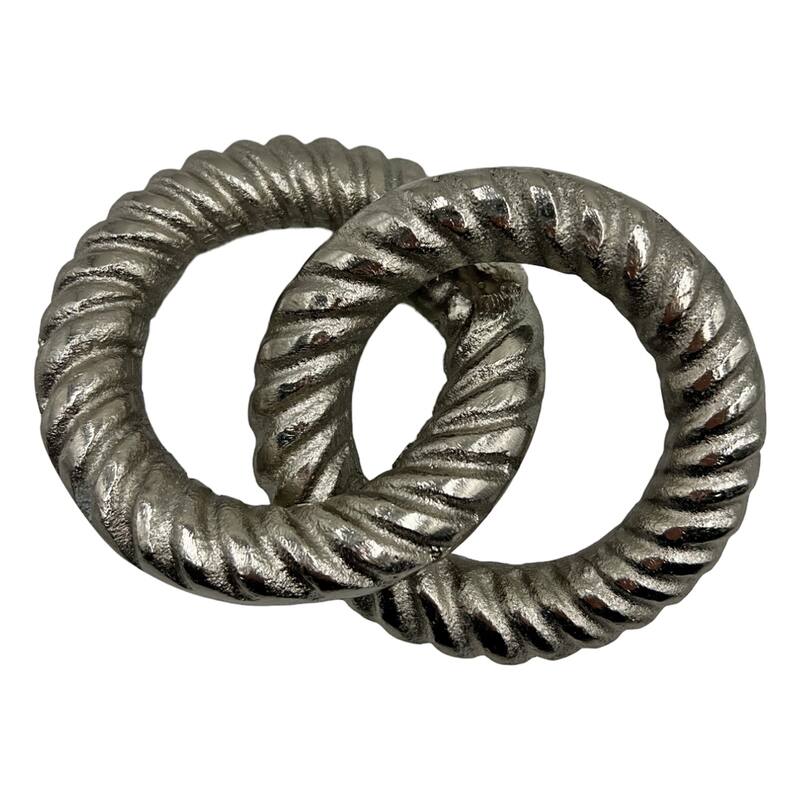 Decorative Handmade Aluminum 6 inch Modern Chain Sculpture - 6 x 4 x 1.5 in - Nickel
