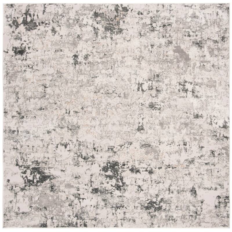 SAFAVIEH Vogue Teresa Modern & Contemporary Abstract Beige/Charcoal Rug - 5' Square - Beige/Charcoal