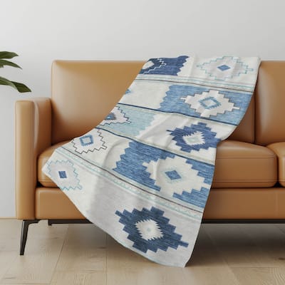 Premium Machine Washable ASB176 Boho Global Sherpa Throw Blanket