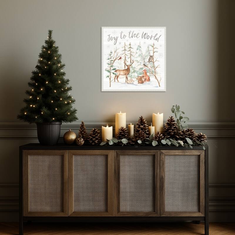 Winter Wonderland IV by Silvia Vassileva (22 x 22 in.), Framed Canvas Wall Art Print - Sylvie Beaded White
