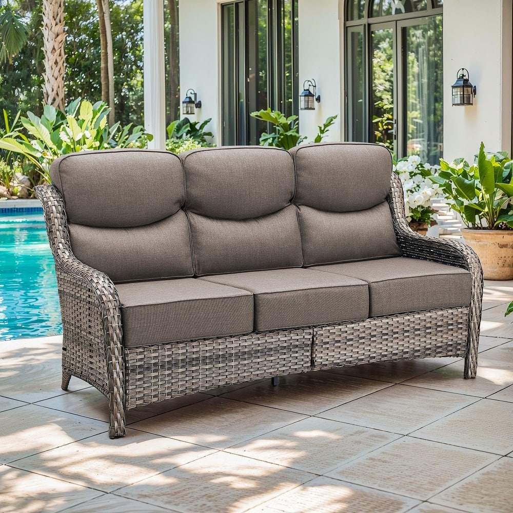 Gymojoy 72'' 3-Seat Outdoor Durable Sofa with 6-Inch Ultra-Plush Cushions & Water-Resistant Olefin Fabric