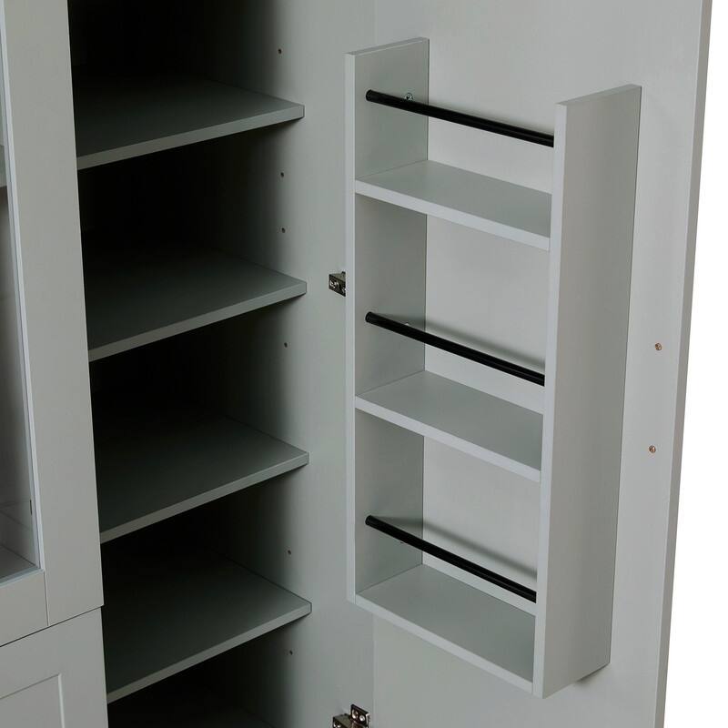 Modern 71" Tall Kitchen Pantry with Storage Cabinet, 6 Doors , Drawers, Adjustable Shelves,Pull-out Trays and Wine Rack
