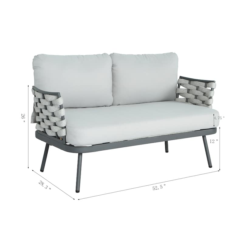 Christopher Knight Home - Peregrine Rope Steel Patio Conversation Set