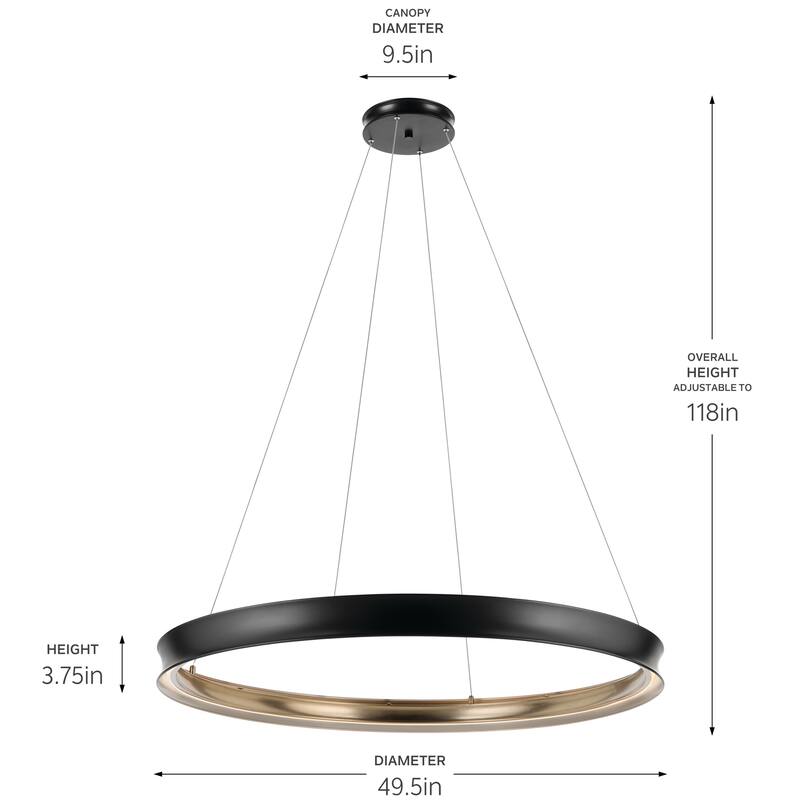Larousse 49.5 Inch LED Chandelier in Black and Champagne Bronze