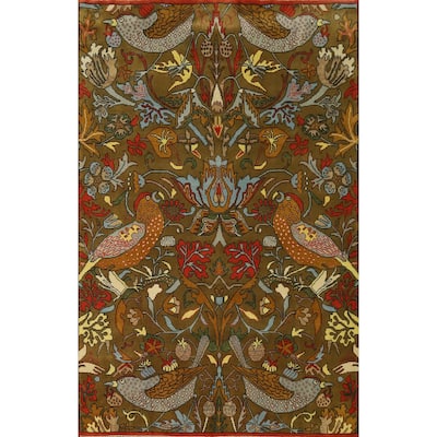 Hand Knotted Oriental 100% Wool Carpet Traditional All-Over Green Ziegler Area Rug - 9' 11'' X 7' 10''