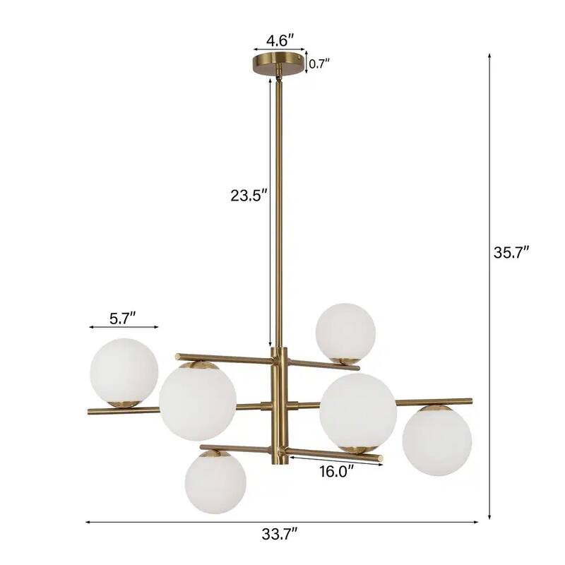 Modern 6-Light Large Bubble Sputnik Chandelier with Frosted Glass