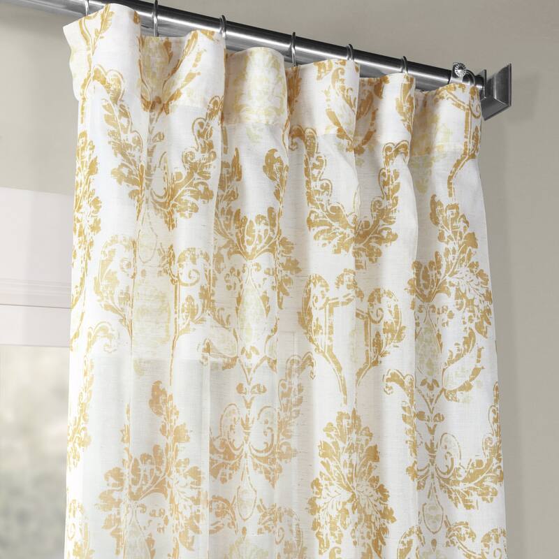 Exclusive Fabrics Terrace Printed Faux Linen Sheer Curtain (1 Panel)