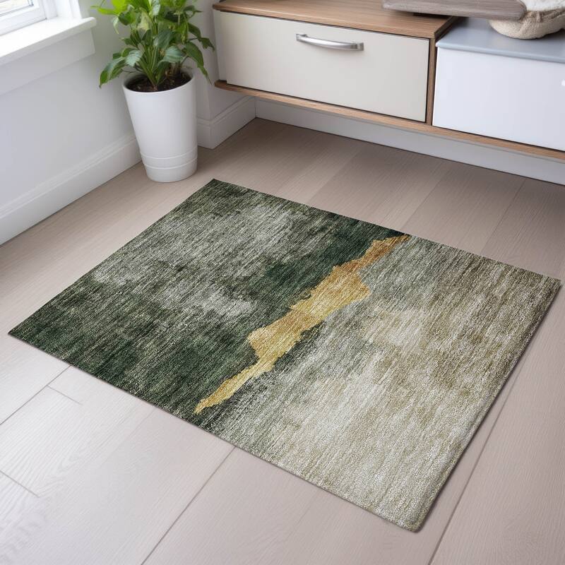 Premium Washable Super Soft Modern Chic Mayfield Rug - Fern - 1'8" x 2'6"