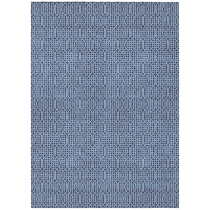 Machine Washable Indoor/ Outdoor Chantille Criss Cross Geo Rug