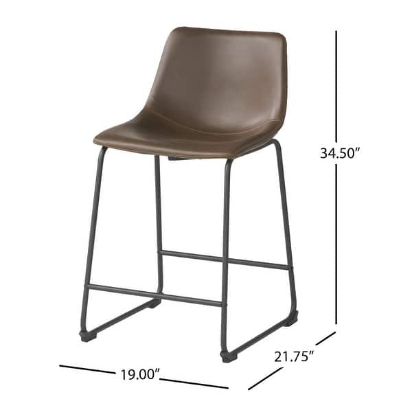 dimension image slide 0 of 2, Cedric Faux Leather Counter Stool (Set of 2) by Christopher Knight Home
