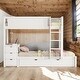 preview thumbnail 18 of 47, Modren Twin over Twin Bunk Bed With Twin size Trundle,Storage And Desk,Solid Construction for Bedroom