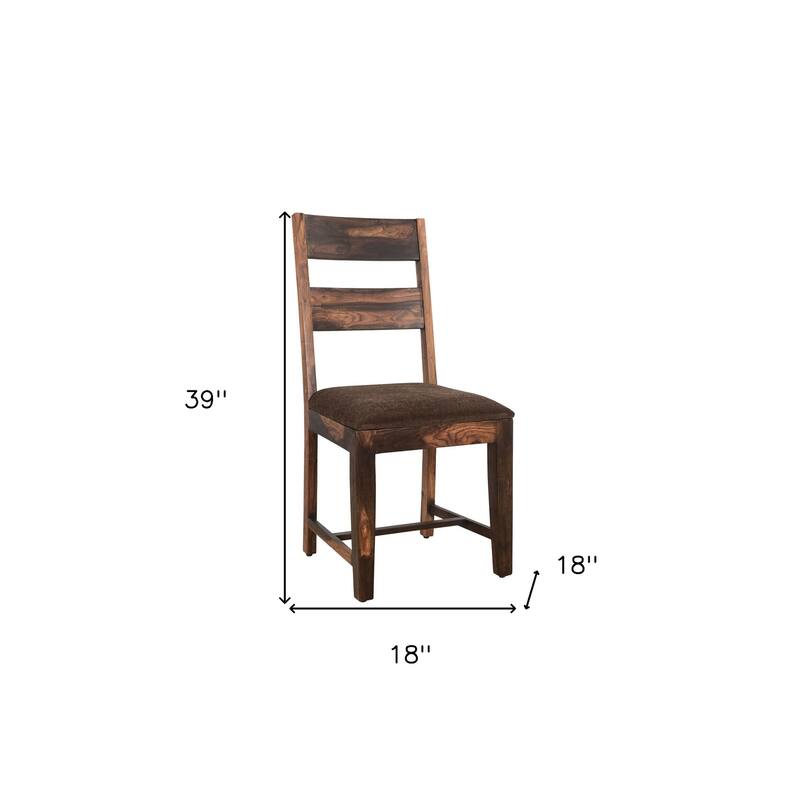 HomeRoots Set of Two Brown Upholstered Seat Ladder Back Dining Side Chairs - 18' X '39' X '18