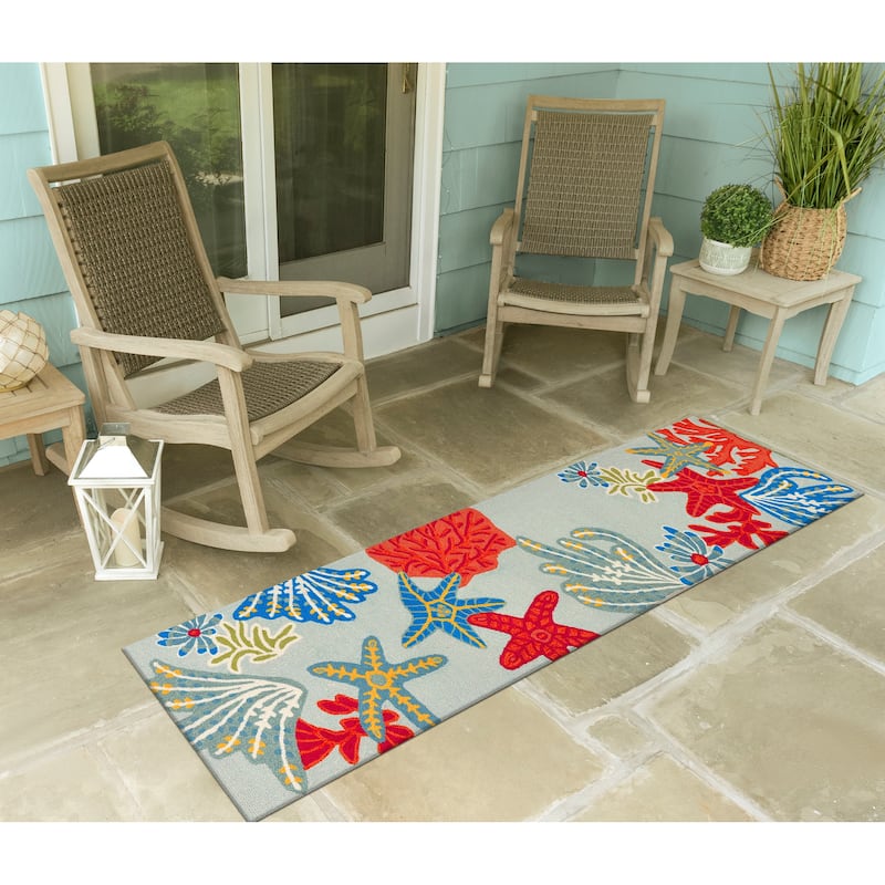 Liora Manne Ravella Ocean Scene Indoor/Outdoor Rug Aqua 5' x 7'6"