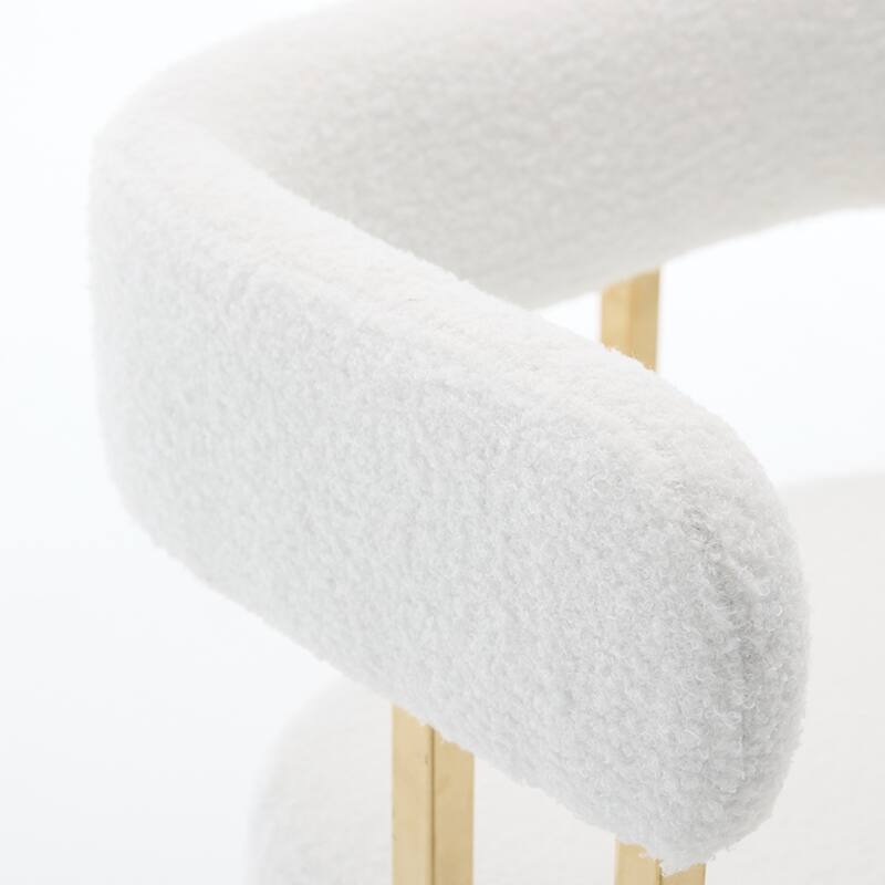 2-Piece Modern Accent Chairs with Gold Metal Legs & Teddy Upholstery, for Living Room or Office